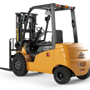 Side image of the yellow LPE60-HD Big Joe Lithium-Ion Electric Forklift